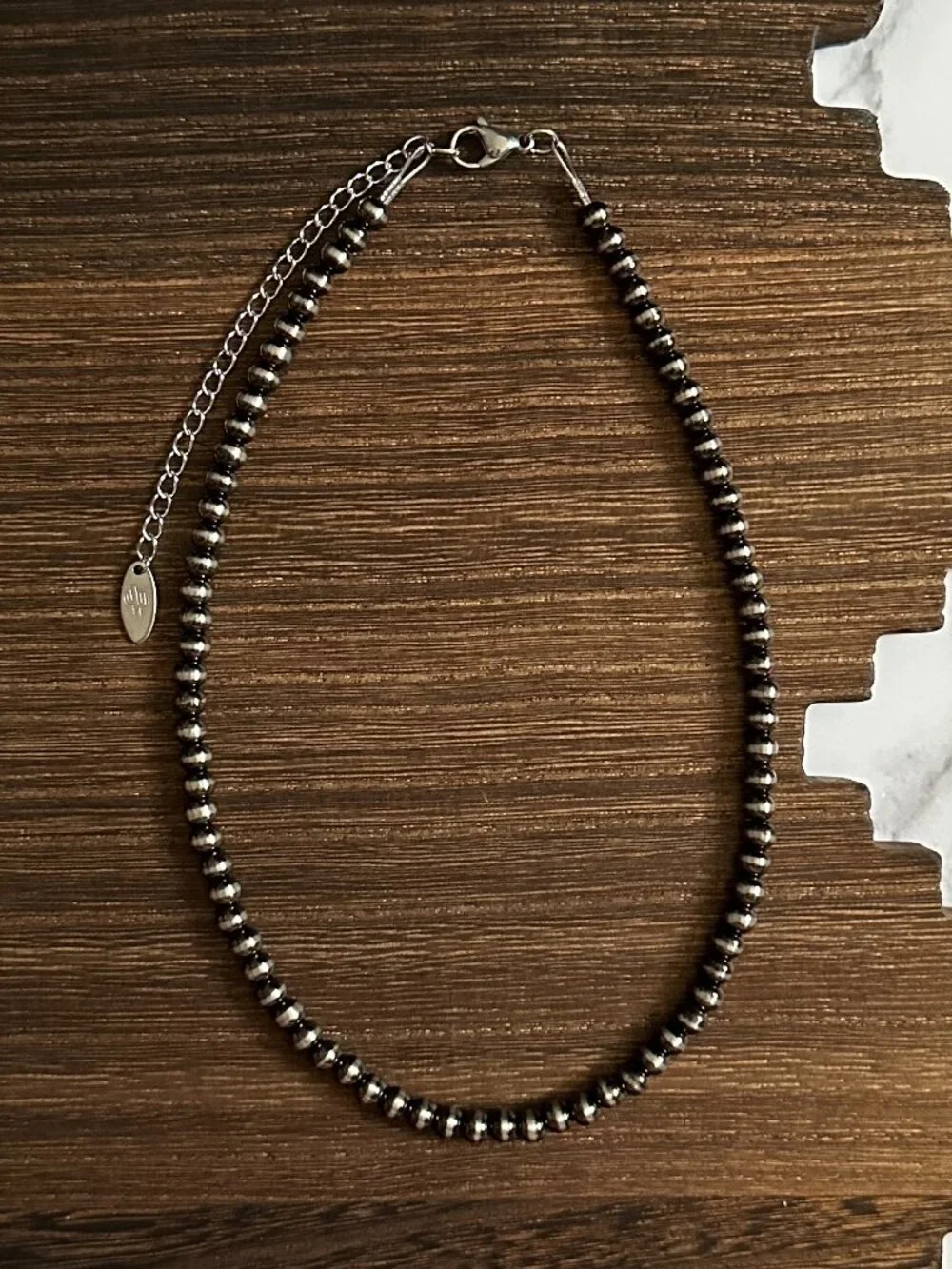 Handmade 5mm 16 inch Brushed Steel Western Pearl Necklace